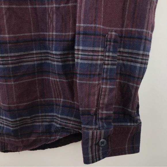 SOLD: american Giant Flannel Button Down Shirt Purple Blue Women’s XL Made in - Picture 6 of 13
